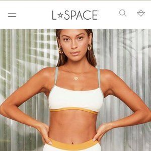 NEW L* Space Ribbed Gemme Bikini Top - size M
